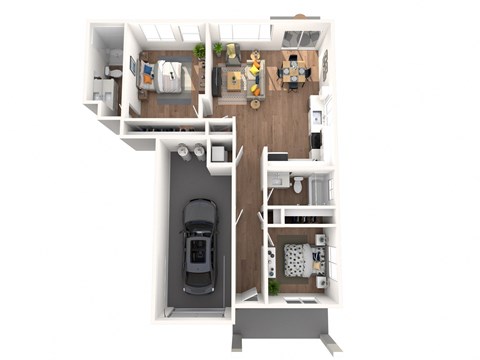 Rancho Valencia Rental Homes in Santa Rosa, California Two Bedroom 3D Floor Plan